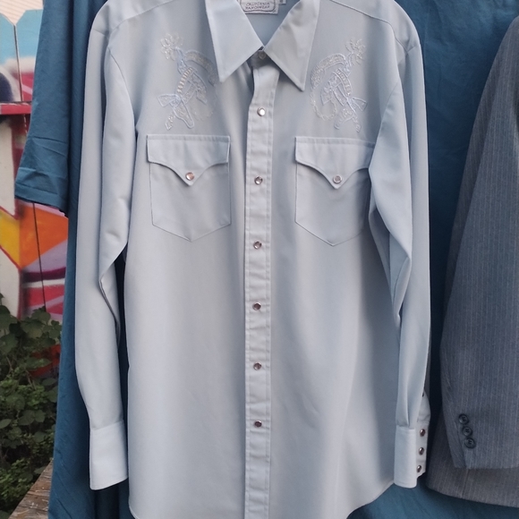 H Bar C Vintage 3piece Pinstripe Western Suit (Pearl Snap Shirt, Blazer, Slacks) - Picture 3 of 16